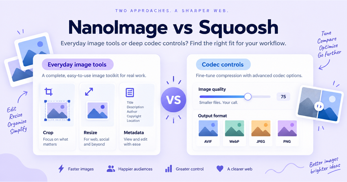 NanoImage vs Squoosh: Browser-Based Image Compression Compared (2026)